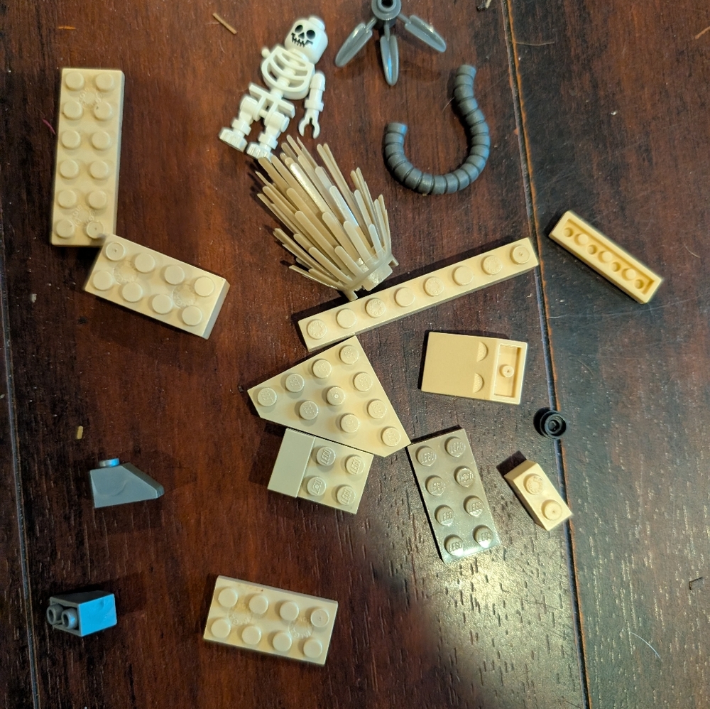 Random  Tan Building Block Set with Skeleton Figure